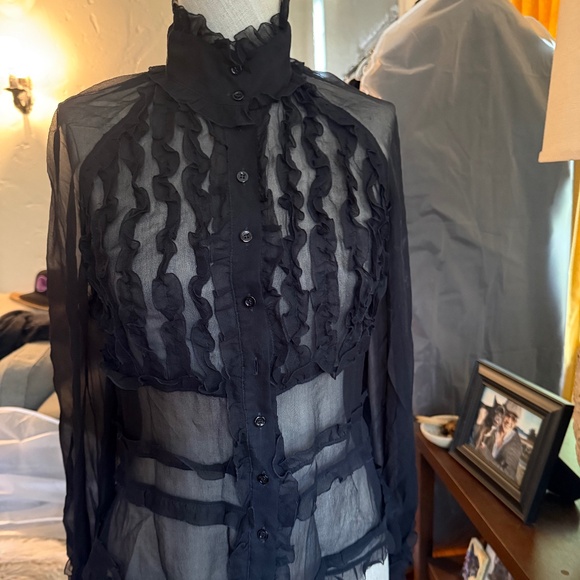 Blumarine Tops - Blumarine silk georgette ruffle top